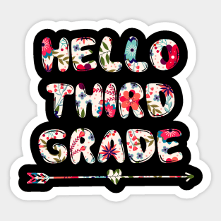 Floral Hello Third 3rd grade team teacher student back to school Sticker